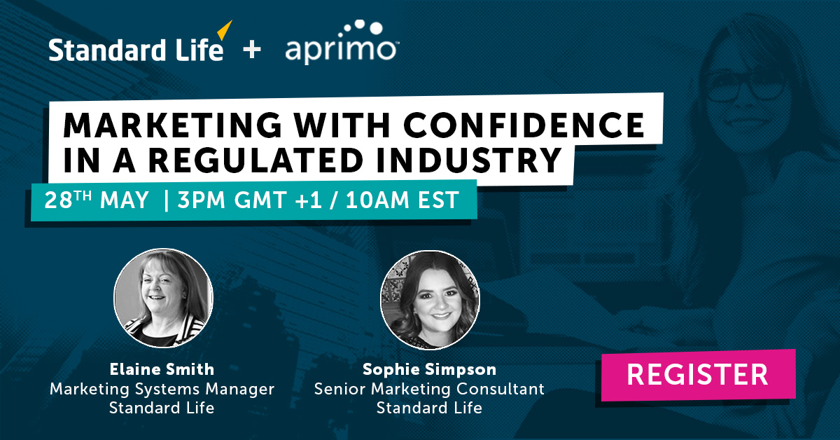 Aprimo's tweet photo. Are you a marketeer in a highly #regulated environment, such as Financial Services? Join us as we take a deeper dive into #streamlining #marketing work with @StandardLifeUK this Thursday at 3pm GMT / 10am EST: https://t.co/Txc9Inurm8 https://t.co/8Jo9TO0mBC