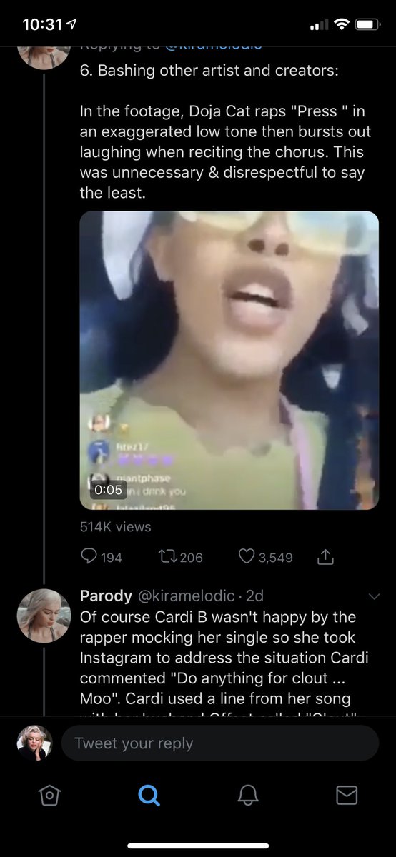 This part of her making fun of Cardi B was really disrespectful. Not cancel worthy like some other points but not okay either.