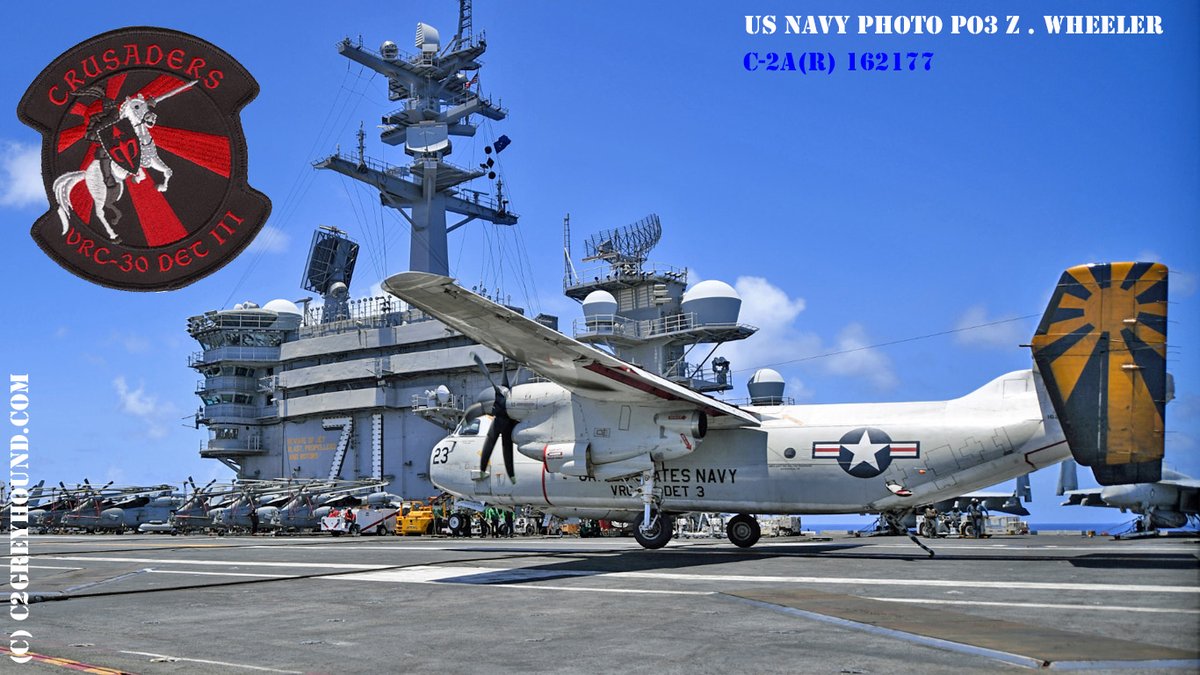 c2greyhound's tweet photo. Grumman C-2A(R) Greyhound BuNo 162177 is landing on the deck of the Roosevelt to Guam in the midst of the COVID-19 global pandemic. (U.S. Navy photo by PO3 Zachary Wheeler) #flynavy #vrc30 #vrc30det3 #vrc30crusaders #c2greyhound #flycod #mightycod https://t.co/jyFh8xbTnm