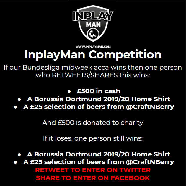 TippingTony's tweet photo. 🏆 InplayMan Competition 🏆

OUR BIGGEST EVER COMPETITION! A chance to win £500, A Borussia Dortmund home shirt, a selection of beers from @CraftnBerry and £500 to a charity of your choice

All the details below. To enter, you just have to follow us and RETWEET this tweet https://t.co/DMZw6iUAUm