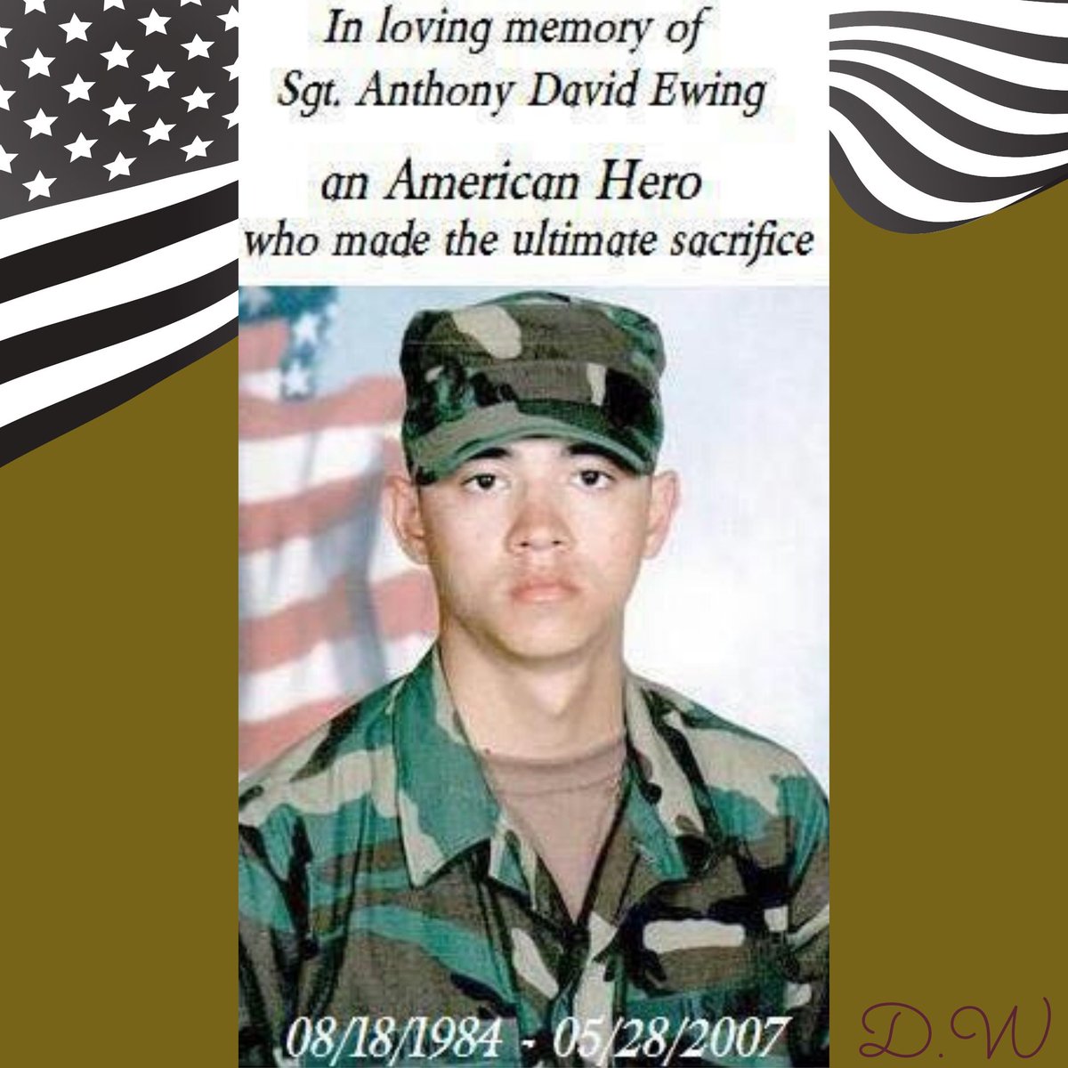 DependentWork's tweet image. Think about you often, but today is the day we remember your sacrifice....my Memorial Day is dedicated to Anthony Ewing!

Please take a moment today to remember all of those that paid the ultimate sacrifice and their family that are without them...
#rememberthefallen #MemorialDay