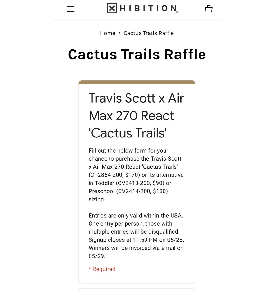 travis scott x nike air max 270 react raffle