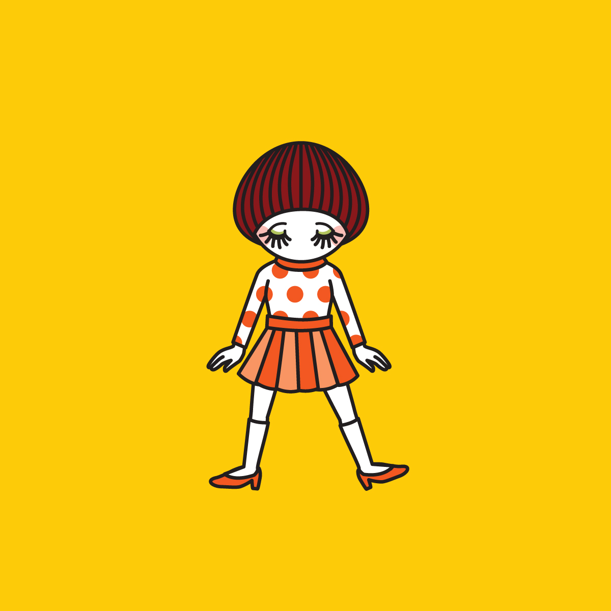 レトロガール2 イラスト お絵描き 女の子 レトロ 60年代 ファッ おか ももこ 絵のお仕事大歓迎 のイラスト