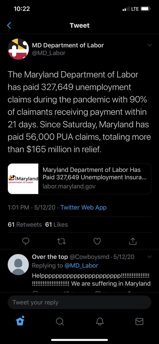  @MD_Labor I AM SICK AND TIRED OF SETTING ALARMS SO I CAN TRY TO BE THE FIRST ON THE LINE but y’all reject my calls anyway. I wait my turn on the phone, y’all end my call why can’t you just answer us!!!!!!!!! 90%?? WHERE ARE THEY