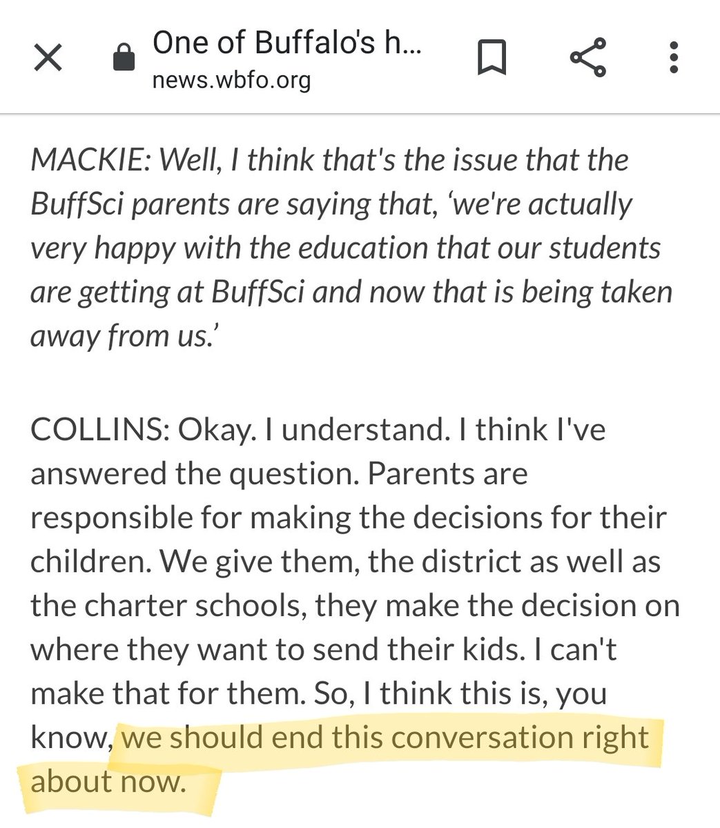 One of the Board of Regents agreed to an interview.The reporter asked how she would respond to the parents who like their school.Collins: "Parents are responsible for making the decisions for their children... you know, we should end this conversation right about now."