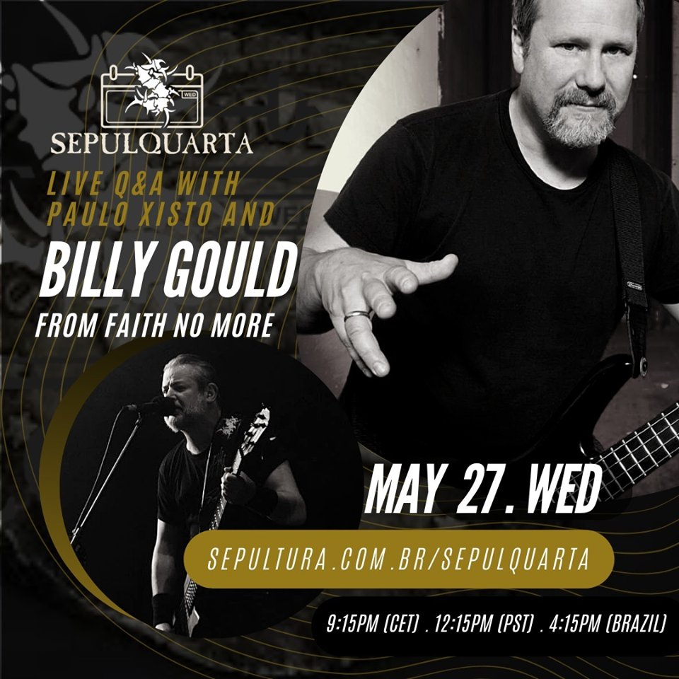 SEPULTURA (@sepulturacombr) on Twitter photo Sepulnation, we have a very special guest for the next #SepulQuarta! Paulo Xisto will chat with Billy Gould (@mrgould) from Faith No More (<a href="/FaithNoMore/">Faith No More</a>). Both bass players will be talking about music among different topics. See you next Wednesday!
➤ sepultura.com.br/sepulquarta Sepulnation, we have a very special guest for the next #SepulQuarta! Paulo Xisto will chat with Billy Gould (@mrgould) from Faith No More (<a href="/FaithNoMore/">Faith No More</a>). Both bass players will be talking about music among different topics. See you next Wednesday!
➤ sepultura.com.br/sepulquarta