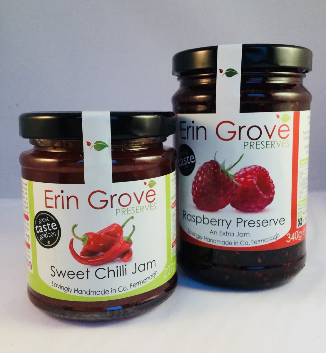 Customer Shout! 
<a href="/LoveErinGrove/">Erin Grove Preserves</a> Grove are a family business outside Enniskillen, Fermanagh.
Jane and Mark produce a fantastic range of artisan jams and chutneys sold through across NI and online. 
Check them out!
eringrove.com

#glass #shoplocal #packaging #artisan