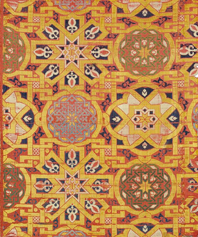 Lampas silk, Spain (made) 14th century Silk thread in lampas weave