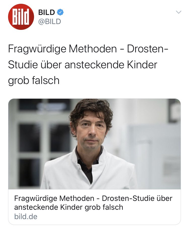 aurban's tweet photo. Es war abzusehen. Dass @BILD jetzt den Tweet von #Drosten derart verwendet und verdreht, ist mies. 

Er hat nicht einfach so „Besseres“ zu tun gehabt, sondern sah keinen Sinn, innerhalb einer Stunde (!) fundiert zu antworten. 

Das ist eine schädliche Kampagne. https://t.co/1KS0PuAaMy