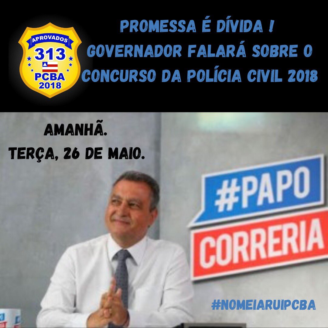 formadospcba's tweet image. Estaremos esperando uma resposta do Sr Governador @costa_rui no próximo #PapoCorreria sobre a nomeação dos futuros Policiais Civis da Bahia! #NomeiaRuiPCBA