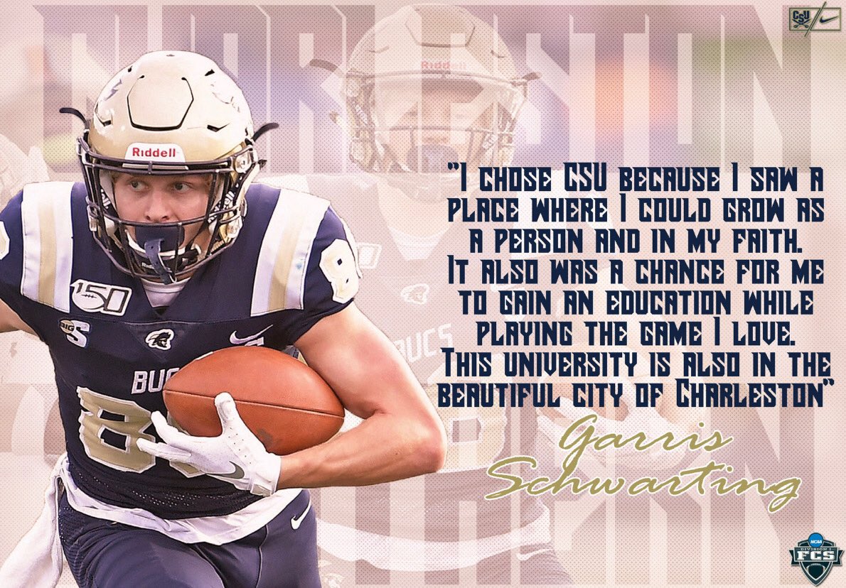 CSU_FB's tweet photo. He caught the game-winning TD in our OT thriller vs. Hampton in 2019! Why did Garris Schwarting choose Charleston Southern? 

#GHEA | #BORN2SA1L https://t.co/gzxYokTUxs