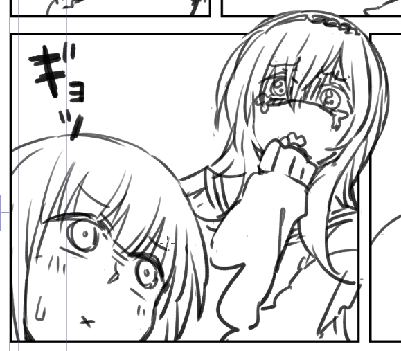 千夜の淡白な表情が超好きなんだけど、ちとせのいろんな表情描くのも楽しくて好きなんだよな‥(本日の漫画描いてますアピ) 