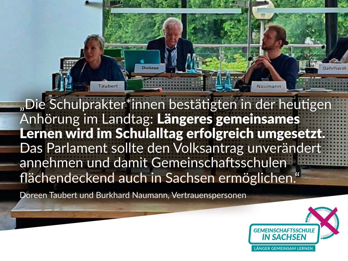 Die Debatte im Schulausschuss war kontrovers. Es zeigte sich: Längeres gemeinsames Lernen wird seit Jahren vielfach erfolgreich praktiziert. Und das optionale Modell ist der beste Kompromiss.
Unsere Stellungnahmen 👉 gemeinschaftsschule-in-sachsen.de/anhoerung 
Unser Fazit: 👇