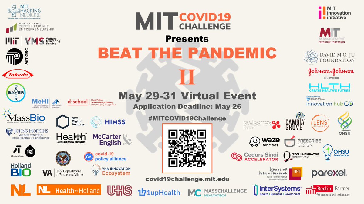 MITvsCOVID19's tweet photo. Applications for Beat the Pandemic II are due tomorrow at noon! If you are up for #MITCOVID19Challenge and want to help address the most current and pressing issues due to the ongoing pandemic, please sign up here: https://t.co/oeaK73m85b

#MIT #COVID19 #pandemic https://t.co/r65wJQVw5b