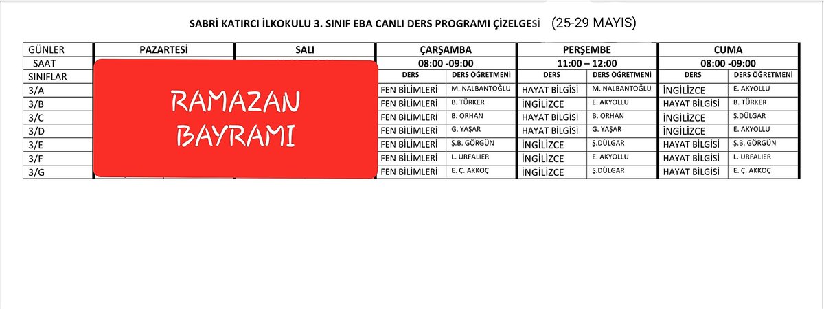 Sabrikatirciio's tweet photo. 25 - 29 Mayıs tarihleri arasında
EBA CANLI DERS PROGRAMIMIZ ve TRT EBA TV ILKOKUL Yayın Akışı
İyi dersler sevgili öğrencilerimiz
#tatildegiluzaktanegitim #ebadersprogramı #eba #EBAtv https://t.co/RuH1sONI01