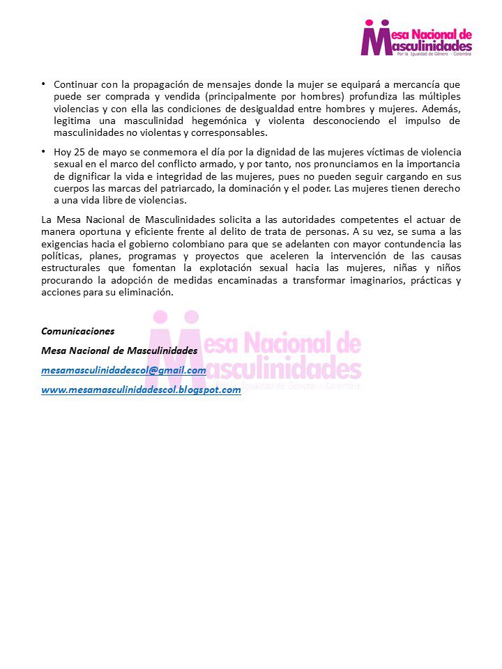 Mesa Nacional Masculinidades tweet media
