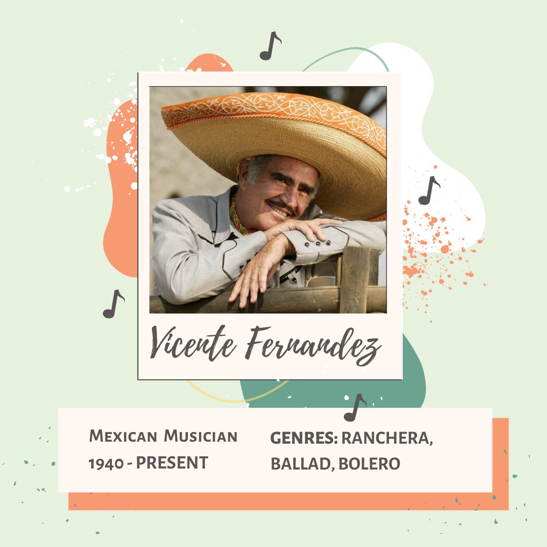 The musical artist for this week’s highlight goes to Vicente “Chente” Fernández, a Mexican cultural icon, known as “El Rey de la Música Ranchera” who throughout his successful career has recorded more than 50 albums! 