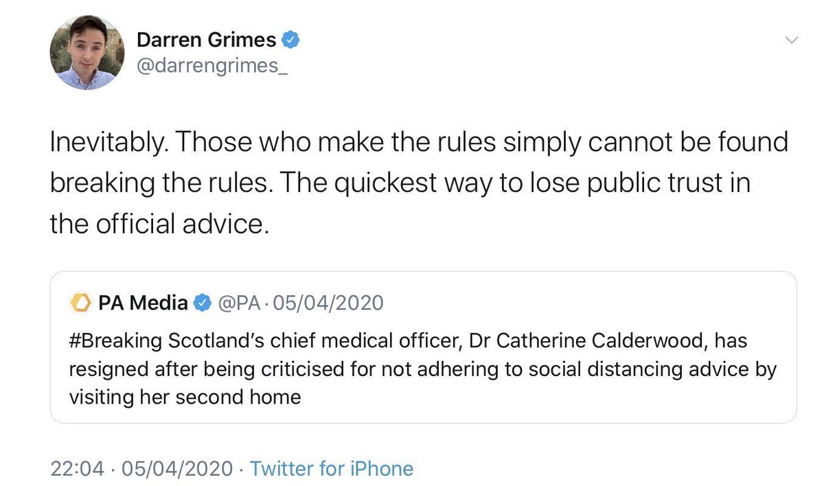 You’ve always been an odious little shit,  @darrengrimes_ and your now probable hypocrisy is of the highest order! Here’s the tweet you’ve since deleted  #dominiccummings