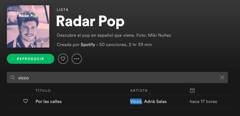 vicco_music's tweet photo. Estoy muy emocionada por la acogida que está teniendo “Por las calles” 🥰Si todavía no la habéis escuchado podéis hacerlo en estas playlist de @SpotifySpain ¡Gracias! 💕 https://t.co/hndGjJhpxJ
