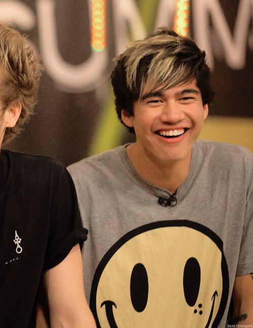 calum hood wearing colourful clothes; a thread