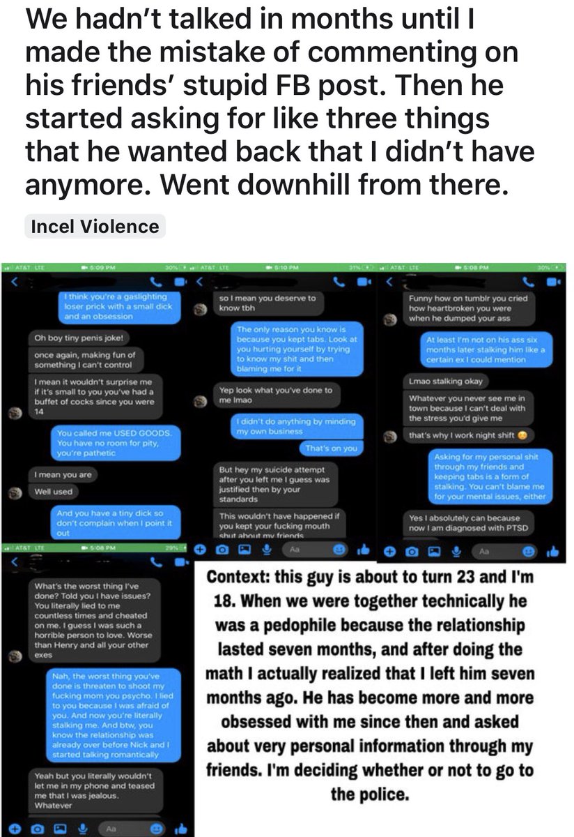 Incels completely overlook statutory rape and abusive behavior to once again score points against women and promote domestic terrorism.  #EXPELincels