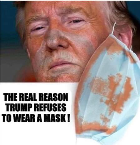 DMmarketer's tweet image. Won't wear a mask because they  mess up his make up #MostUnmanlyPresident