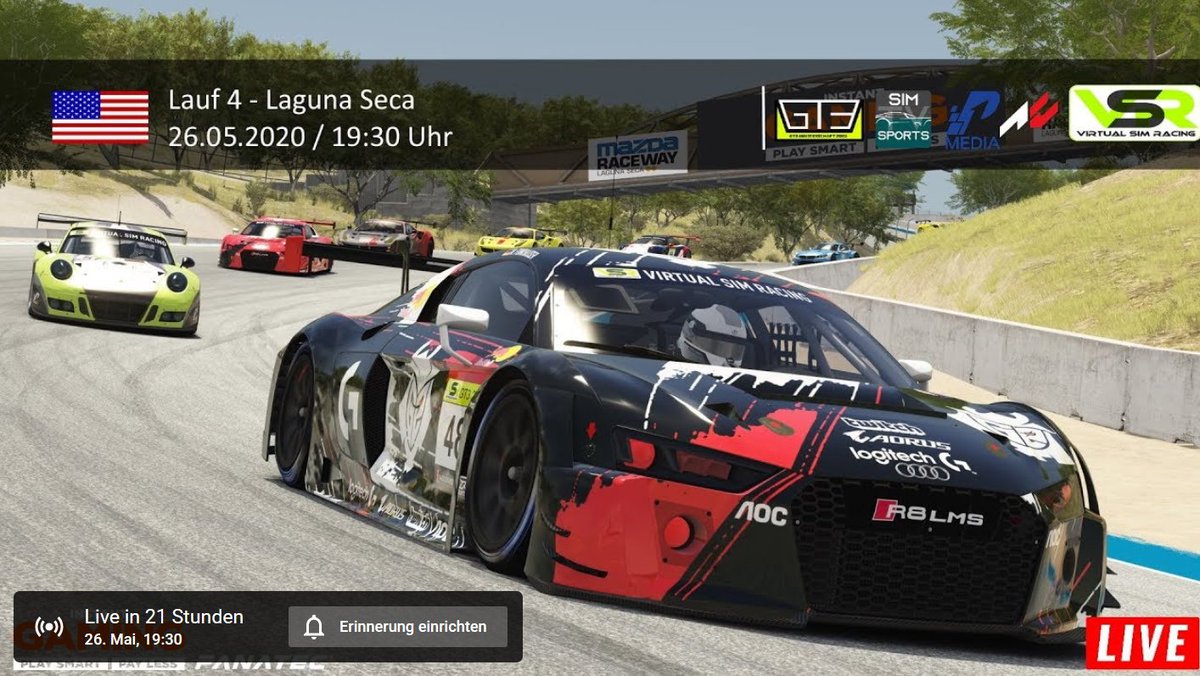 vsr_community's tweet photo. Morgen findet Lauf 4 unserer #AssettoCorsa #GT3 2020 Saison statt. In Laguna Seca 🇺🇸 wird sich Meisterschaftsführer Jarno #Koch einer großen challange von Domi #Hofmann stellen müssen, der das Training derzeit anführt
Morgen Abend ab 19:30 live auf YouTube
https://t.co/7q1J70H20P https://t.co/yMpFkwOhut