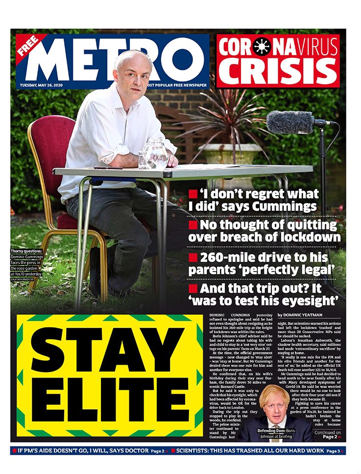 BBCHelena's tweet photo. Tuesday’s Metro: STAY ELITE  #tomorrowspaperstoday https://t.co/jsBotMBCZk