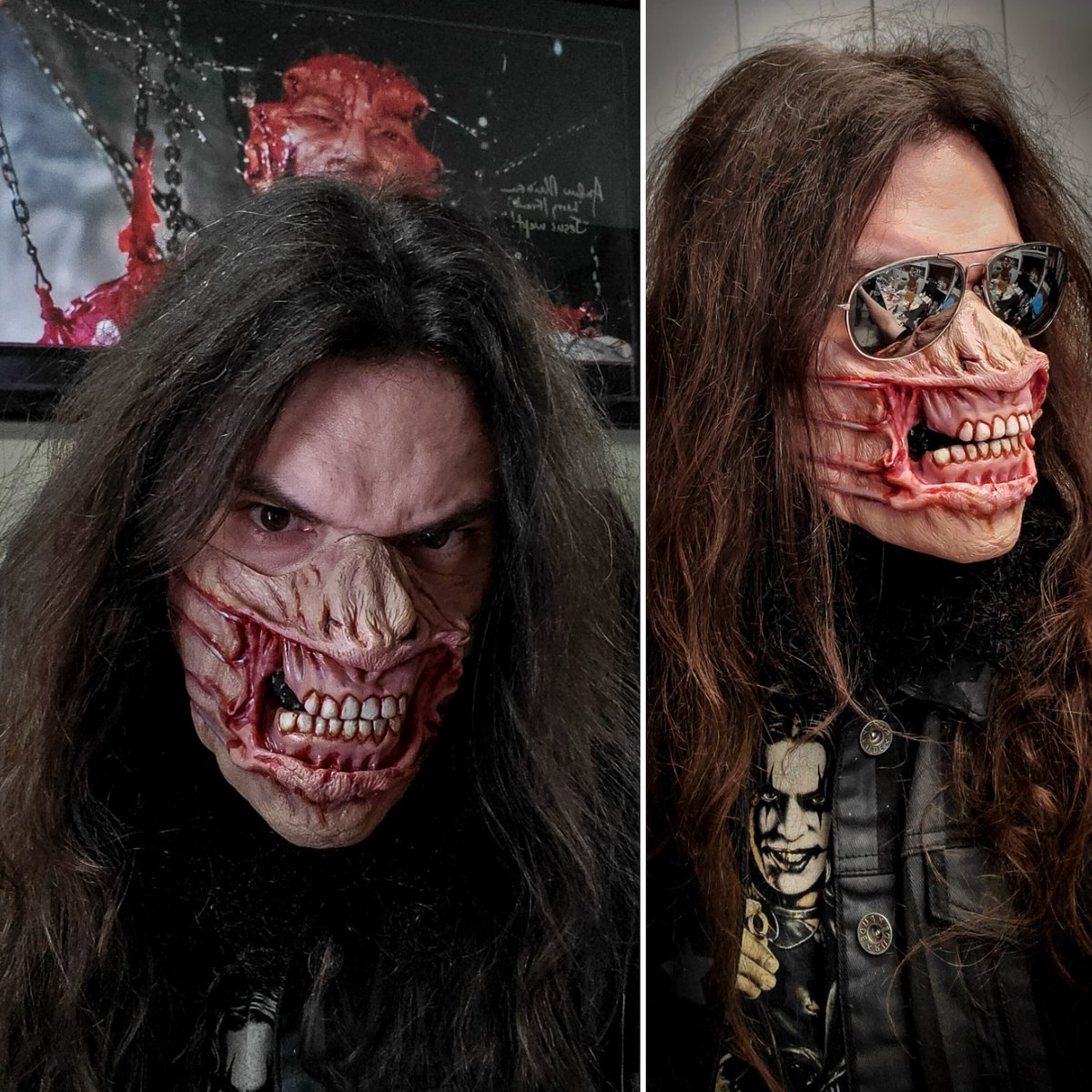 RavenousEFX's tweet photo. Our Chatterer inspired facemask cover. Made of latex and fabric. Ear elastics attached. It can be worn over any face mask, bandana's etc. $45.00 USD Pm for details or to order. Paypal for sales. Contact Ravenous EFX on Facebook, Travis Shewchuk on Instagram, info@ravenousefx.com https://t.co/svedipP4R7