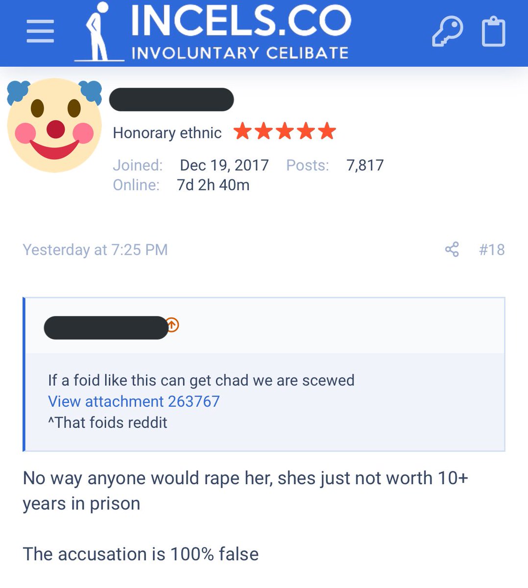 Once they realize what she looks like, the comments get even nastier. Also apparently women go from JB (jail bait) to roastie (too old to fuck) and there absolutely is nothing in between