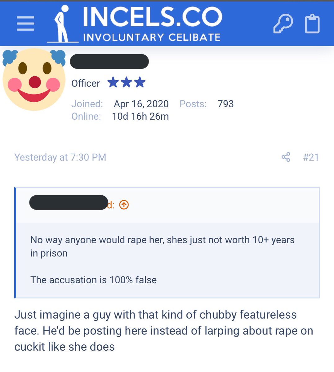 Once they realize what she looks like, the comments get even nastier. Also apparently women go from JB (jail bait) to roastie (too old to fuck) and there absolutely is nothing in between