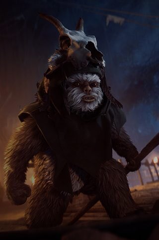 Tech’s buddy: Ewok. Snuck aboard one of the Golden God’s sky-chariots after the Battle of Endor and is now living among the Friends of the Gods who seem… less than godly?