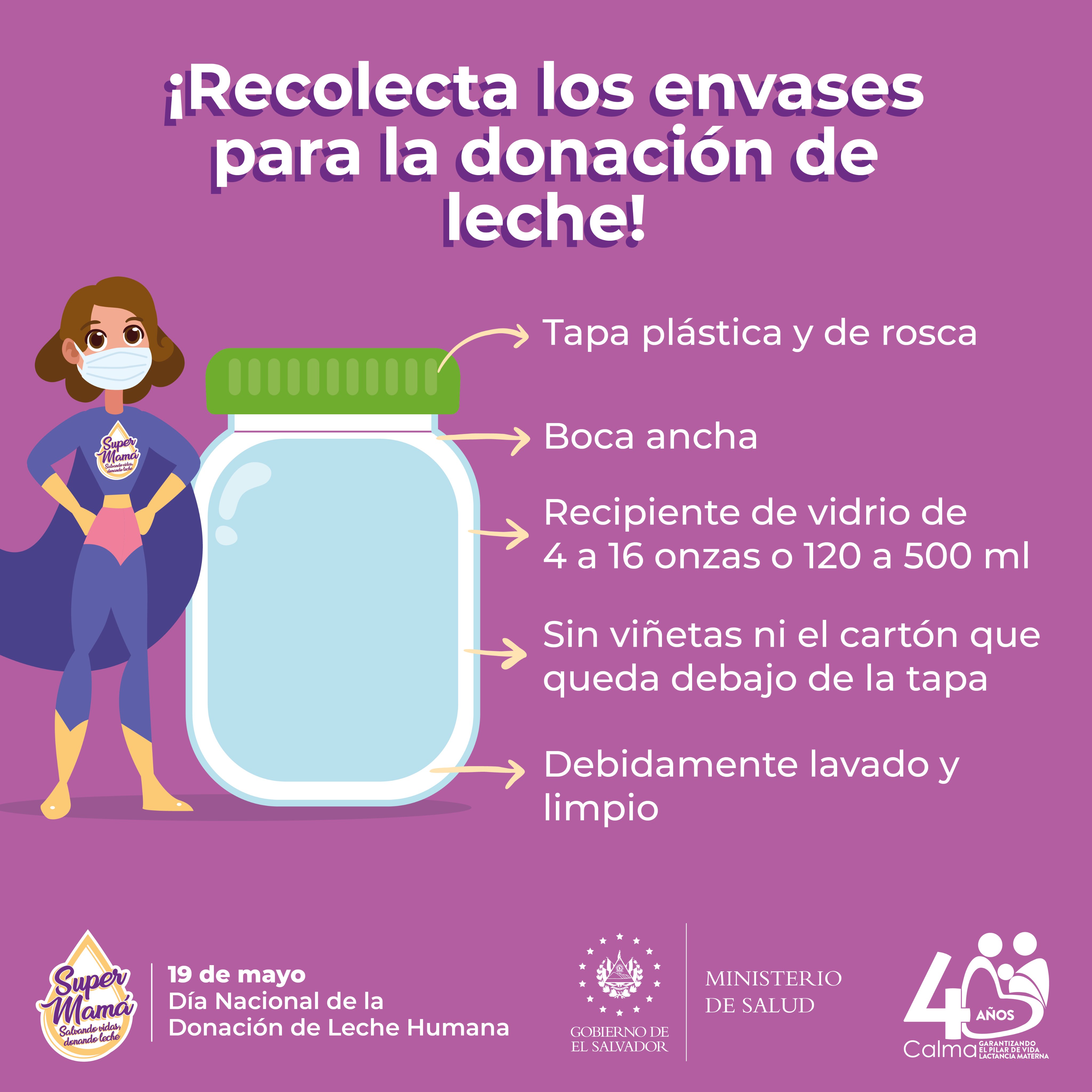 Calma El Salvador on Twitter: podemos ayudar a la donación de leche materna recolectando envases de vidrio que cumplan las siguientes características. Estos envases utilizados almacenar y pasteurizar la