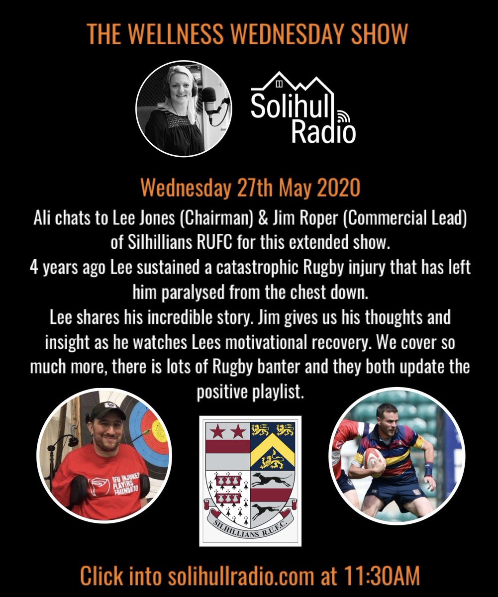 AliSwiftUk's tweet image. Listen in to @solihull_radio at 11:30AM on Wednesday. This is one not to miss. #thewellnesswednesdayshow #talkingtools #tetraplegia #inspirational #rugby #lifestories #wellness #mentalhealth #powerful #bestfriends