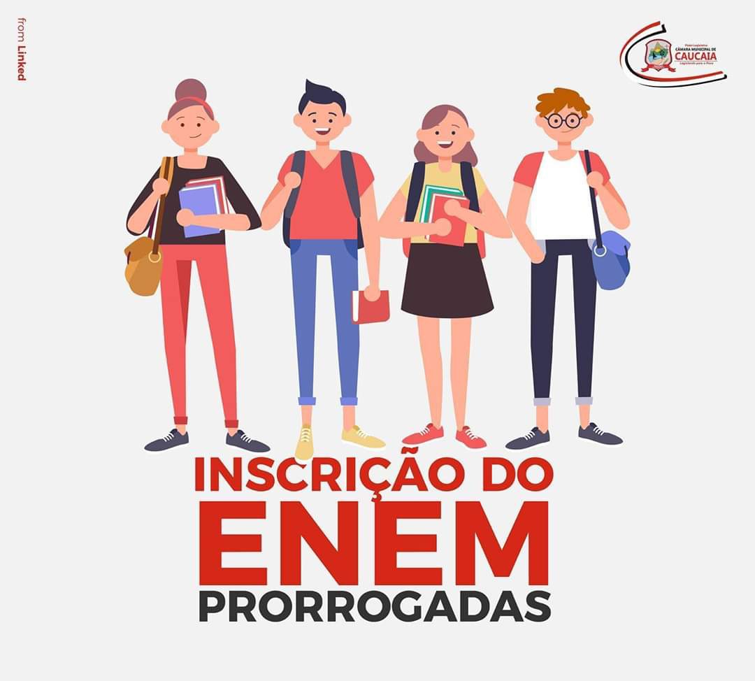 cmcaucaia's tweet photo. Inscrições do Exame Nacional do Ensino Médio (ENEM) foram prorrogadas até quarta-feira dia 27 de maio. Os boletos podem ser pagos até o dia 28 de maio, quinta-feira. 
Acesse o site do MEC:
https://t.co/8XdC3EKPGT
#enem #estudante #ensino #caucaia #aprendendo #ensinando https://t.co/9Znum5Vy1D