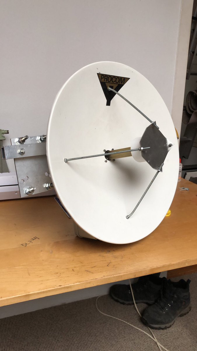 Got my 10GHz working and on the roof today. Hear beacon pi7alk at 60km! #10GHz  #ham