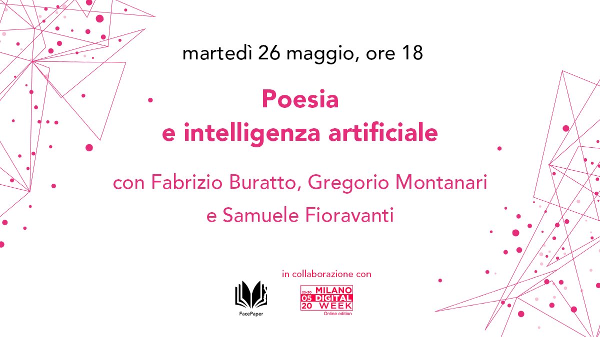 MasterBookIULM's tweet photo. Oggi inizia la #MilanoDigitalWeek e ci teniamo a ricordarvi il nostro intervento, nonché il primo dei cinque appuntamenti del ciclo #FacePaper - i volti dietro la carta.

Vi aspettiamo in diretta sulla nostra pagina Facebook! 🔜
#savethedate #staytuned https://t.co/BGvFprrwWf