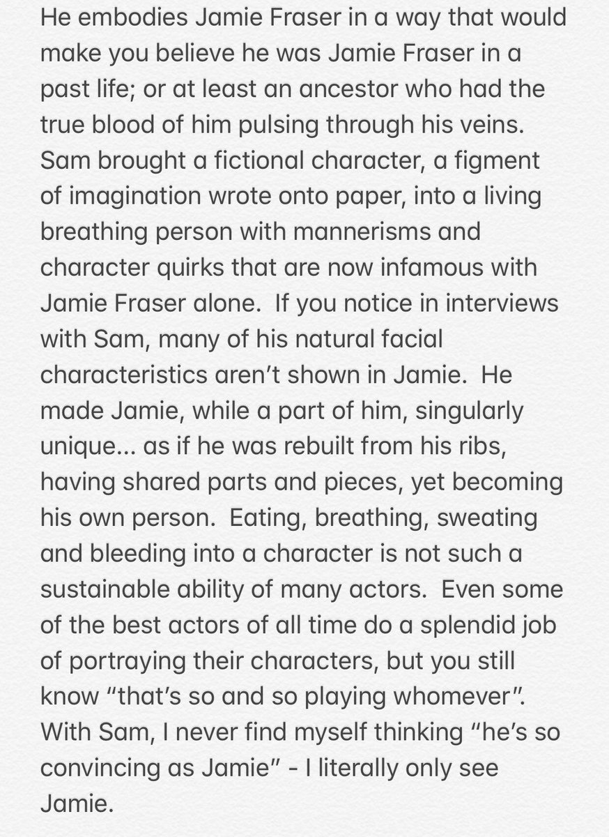 A_Anne_Tin's tweet photo. Rambling thoughts after a weekend #Outlander binge on why @SamHeughan deserves an #Emmys2020 and so much more for his portrayal of #JamieFraser on @Outlander_STARZ ❤️🙌🏻 #OutlanderS5 #OutlanderFinale https://t.co/7FJ7DTIQMJ