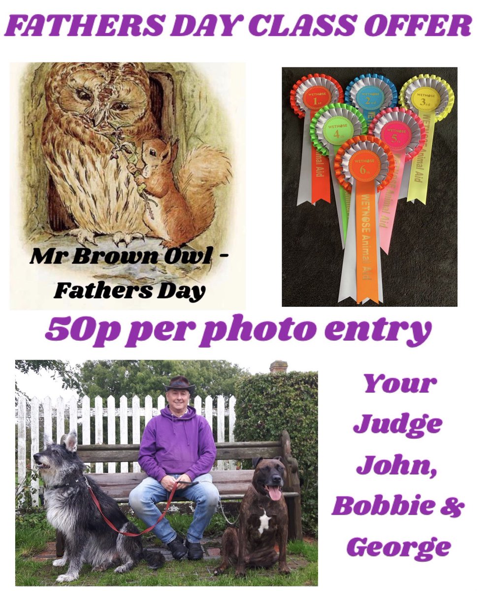 This Weeks Class OFFER 
#FathersDay 
📸Message your pets photos: facebook.com/18677686434449…
Your Judge <a href="/Bobster2007/">Bobbie</a> #onlinepetshow #charity
