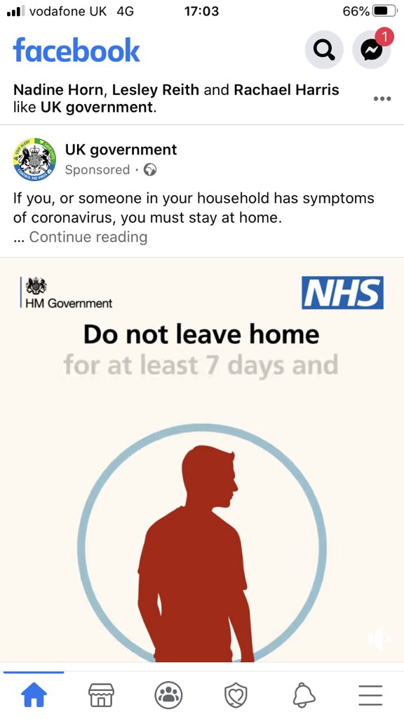 Scrolling Facebook whilst trying to not poke my eyes out watching arrogant Dominic Cummings. 
He’s saying we didn’t need to stay home &amp; yet this comes up 
He’s arguing semantics and just needs to APOLOGISE - fall in your sword!#cumgate