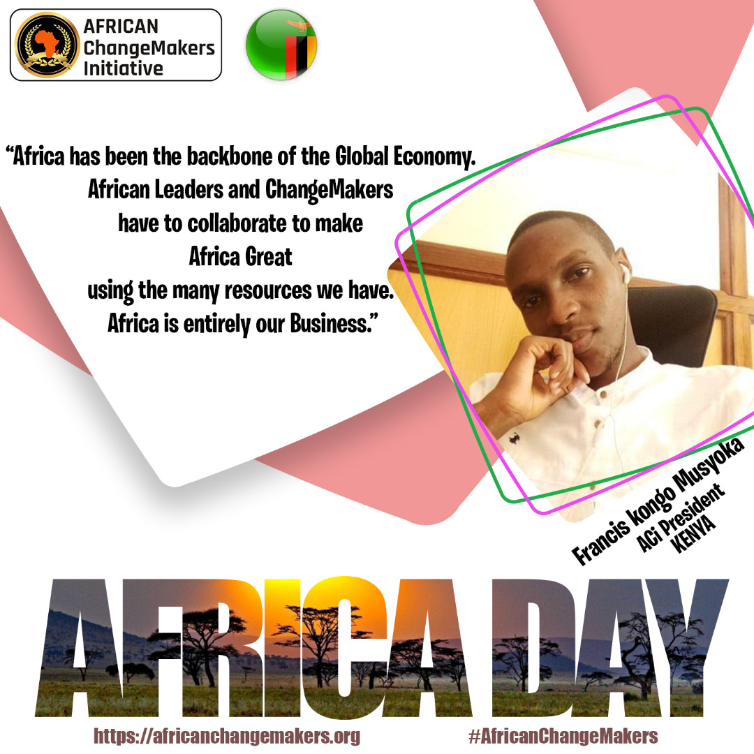 ChangemakerLead's tweet photo. Francis Musyoka - ACi Kenya Chapter President celebrate Africa Day with Kenyan alumnus and the rest of Africa.
#AfricanChangeMakers #AfricaDay #ACiKenyaChapter
#socialimpact #ACiAlumni #ACiMembers #ACiChapters
#Changemakers #Africayouth #Africa #changemaking https://t.co/wWaoFHXPbf
