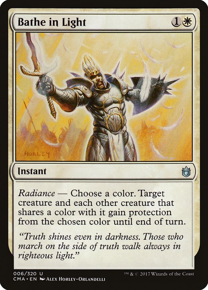 #6: RadianceThe problem: It's very difficult to count on this abilty word affecting multiple permanents the way you want it to.The fix: Print a 1-CMC instant that gives indestructible until EOT to target creature and all creatures that share a color with it.