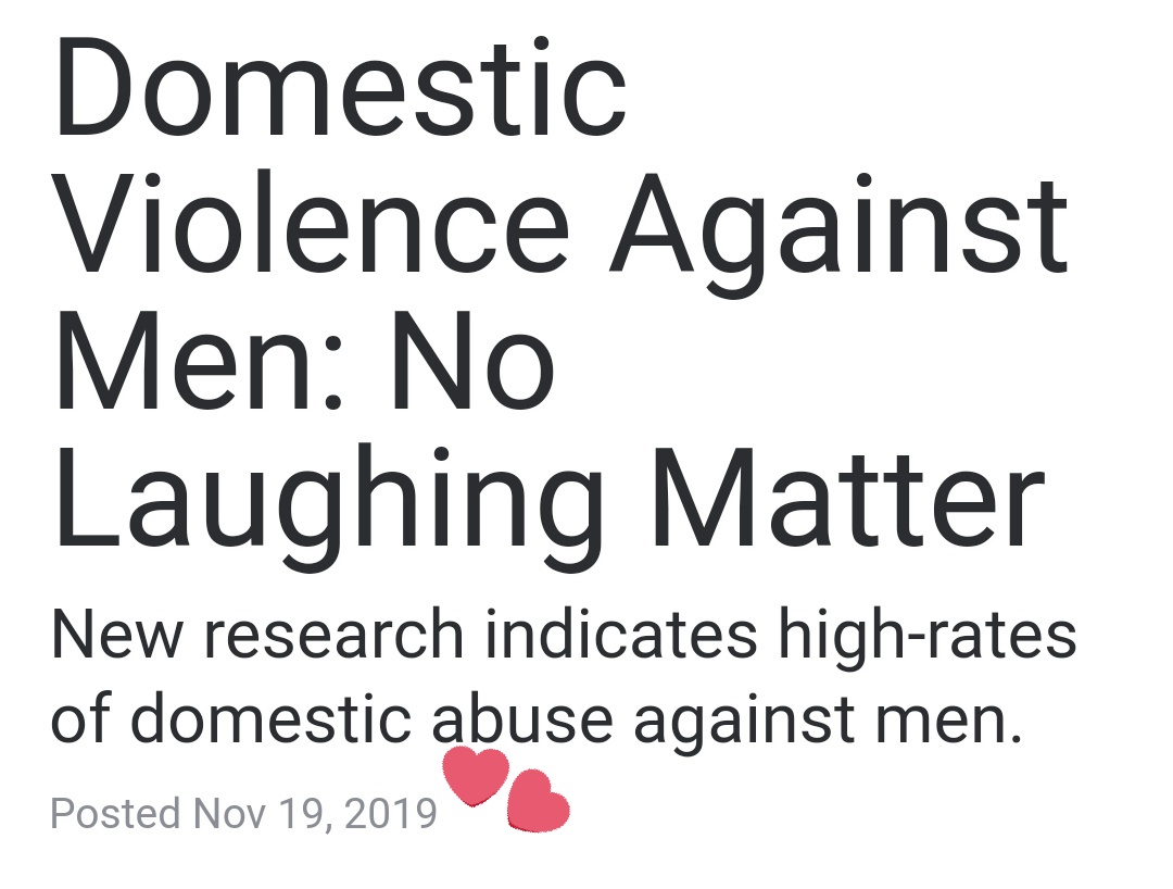 Now this article is pretty interesting to add to this thread. Remember "no one will believe you Johnny".  https://www.google.com/amp/s/www.psychologytoday.com/us/blog/talking-about-men/201911/domestic-violence-against-men-no-laughing-matter%3famp #MenToo  #JusticeForJohnnyDepp  #JohnnyDepp  #AmberHeardIsAnAbuser
