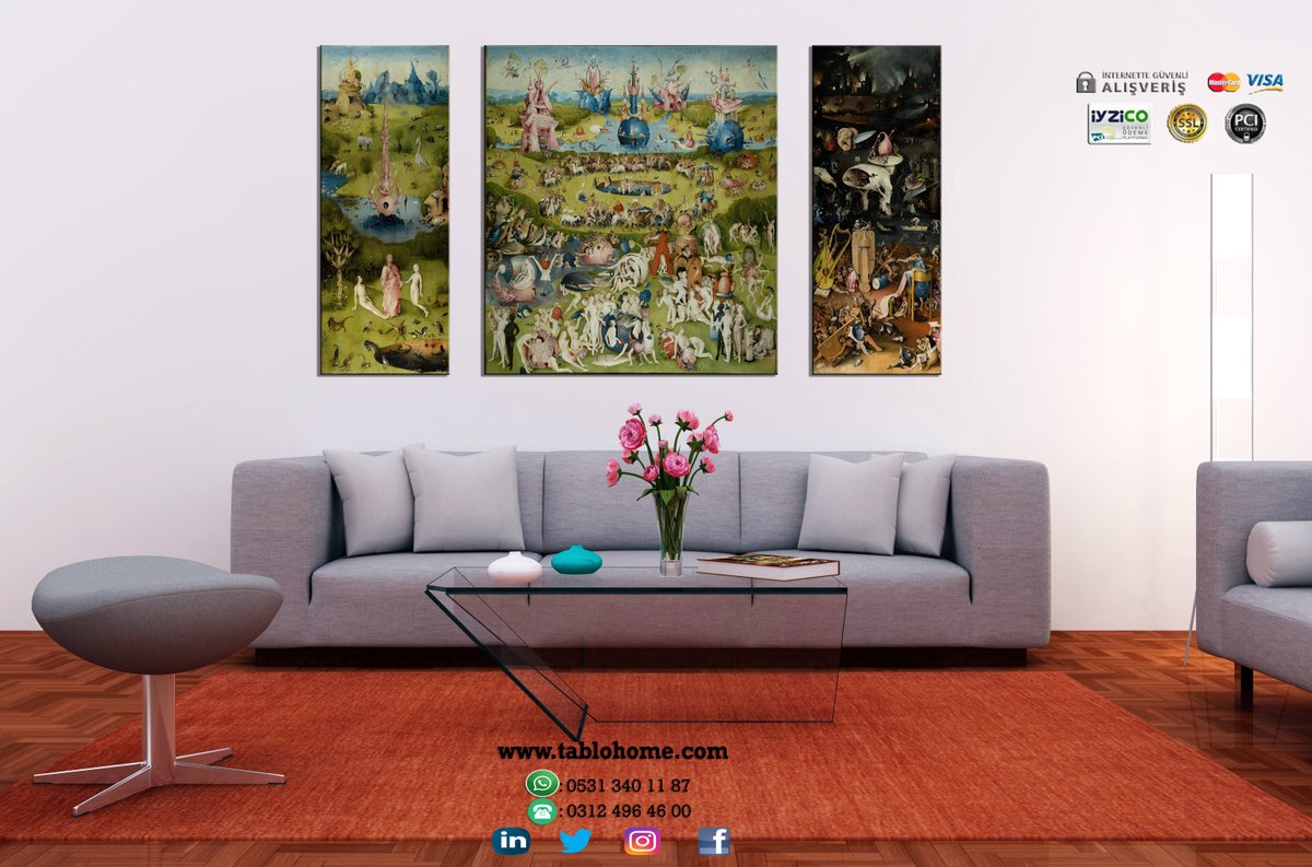 The Garden of Earthly Delights - Hollandalı ressam Hieronymus Bosch'un 1503 ve 1504 yılları arasında yaptığı bir tablodur.
Evinizin havasını degiştirecek modern tablolar sadece Tablohome'da
 #sanatsal #ankara #çankaya #kırkkonaklar #türkiye #istanbul #izmir #antalya #tablohome
