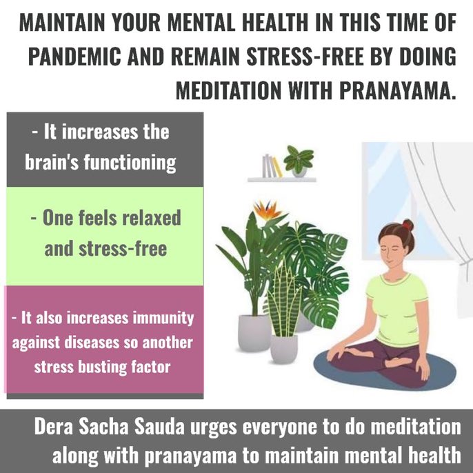 bmanpreet714's tweet photo. #StaySafeStayHealthy
अपने मानसिक और शारीरिक स्वास्थ्य को मजबूत बनाए रखे इसके लिए प्रतिदिन करे योग के साथ मेडिटेशन का करे जाप,इससे हमारा मन तनाव मुक्त रहता है और कई बीमारियों से लड़ने की ताकत बढ जाती है,संत डॉ @Gurmeetramrahim सिंह जी इंसा  समझाते हैं । https://t.co/90JZf7nOPz..