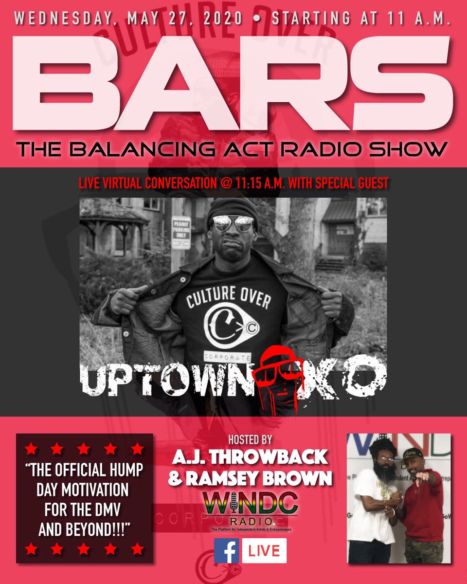 BARSOnAir's tweet photo. Less than 48 hrs = “The #Official #HumpDayMotivation for the #DMV and Beyond” featuring this weeks special guest @uptownxo 🔥🔥🔥🔥🔥!!! #TeamBARS ❤️🧡💛💚 #DC #HipHopCulture #CultureOverCorporate #OneForceUnited https://t.co/HIQ03Diths