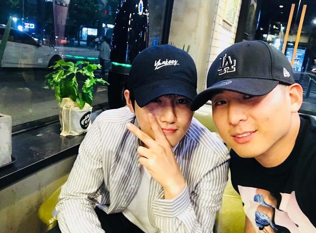 can you believe 629 days before junmyeon's enlistment was just august 24, 2018? on this day he probably returned to korea, and exo's gym mate chrislee uploaded a photo with him, wishing him luck on the coming comeback!