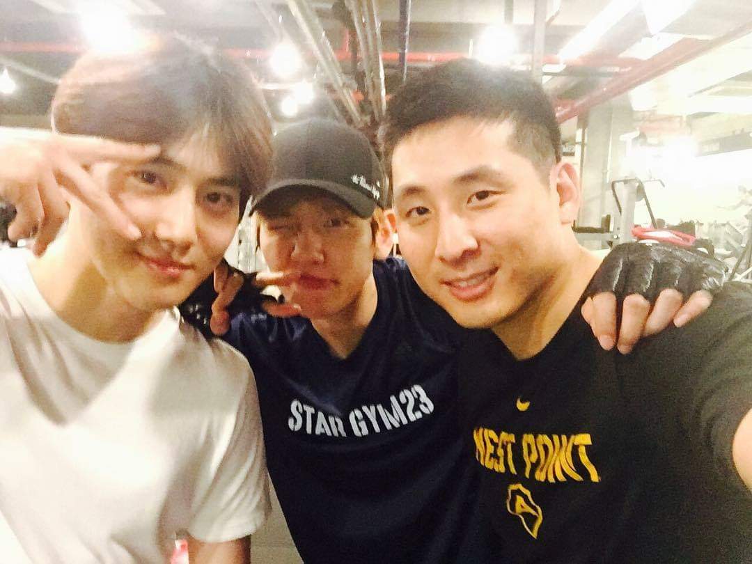 can you believe 629 days before junmyeon's enlistment was just august 24, 2018? on this day he probably returned to korea, and exo's gym mate chrislee uploaded a photo with him, wishing him luck on the coming comeback!