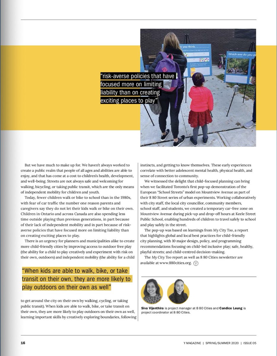 In the latest #YMagazine @OntarioPlanners, we wrote about Child friendly cities, free play, and independent mobility!