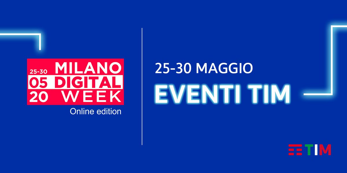 #MilanoDigitalWeek ci siamo! Un ricco calendario di appuntamenti vi aspetta con TIM alla <a href="/MI_DigitalWeek/">Milano Digital Week</a>.
Scopri il programma: tim.social/calendariomdw.
#MDW Operazione #RisorgimentoDigitale